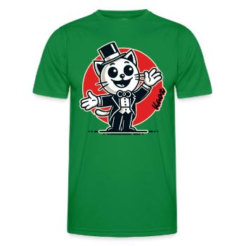 Gastgeber Katze im Smoking und Zylinder - Männer Funktions-T-Shirt - Kelly Green - Vorne - AI Model Male 178 dark (178cm)