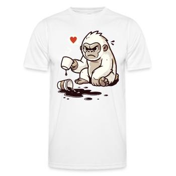 Kleiner Gorilla verschüttet Kaffee - Männer Funktions-T-Shirt - Weiß - Vorne - AI Model Male 178 dark (178cm)