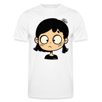 Nachdenkliches Cartoon-Mädchen - Männer Funktions-T-Shirt - Weiß - Vorne - AI Model Male 178 dark (178cm)