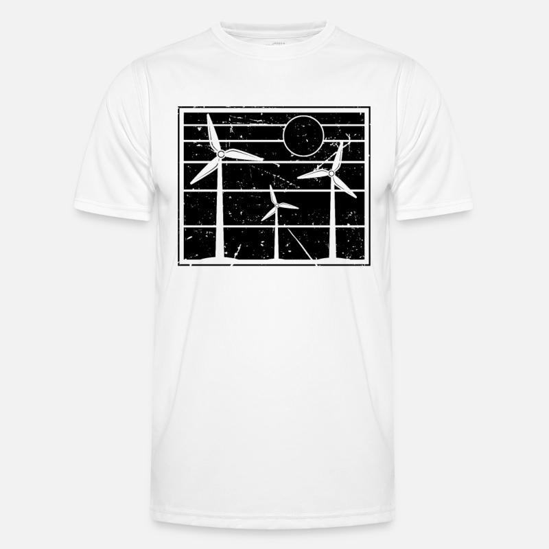 Technicien en turbine d’énergie verte rétro éolienne T-shirt sport Homme