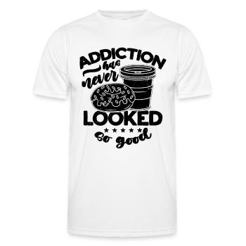 Addiction Has Never Caffeine Coffee & Donuts Lover - Männer Funktions-T-Shirt - Weiß - Vorne - AI Model Male 178 dark (178cm)