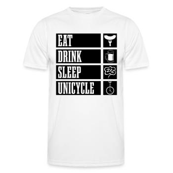 Manger Boire Dormir Unicycle Une Roue Unicycliste - T-shirt sport Homme - blanc - Devant - AI Model Male 178 dark (178cm)
