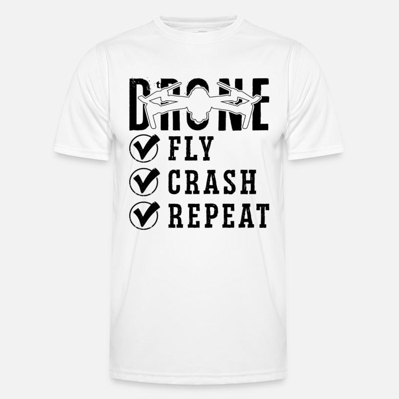 Fly Crash Repeat Fpv Race Multicopter Drone Racer Männer Funktions-T-Shirt