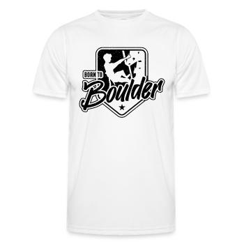 Born To Boulder Mountaineer Bouldering Climber - Männer Funktions-T-Shirt - Weiß - Vorne - AI Model Male 178 dark (178cm)