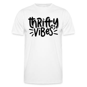 Thrifty Vibes Thrift Shopping Second Hand Thrifter - Men's Functional T-Shirt - white - Front - AI Model Male 178 dark (178cm)
