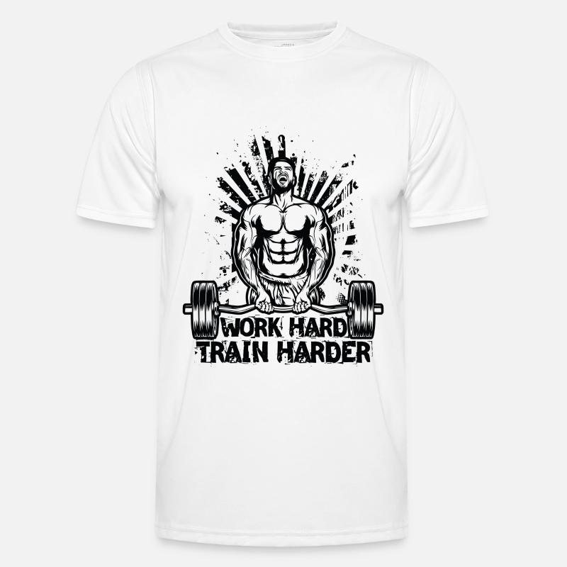 Work Hard / Train Harder - Men's Functional T-Shirt - white
