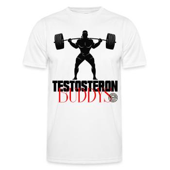 Testosteron Buddys Fitness Bodybuilding Workout - Männer Funktions-T-Shirt - Weiß - Vorne - AI Model Male 178 dark (178cm)