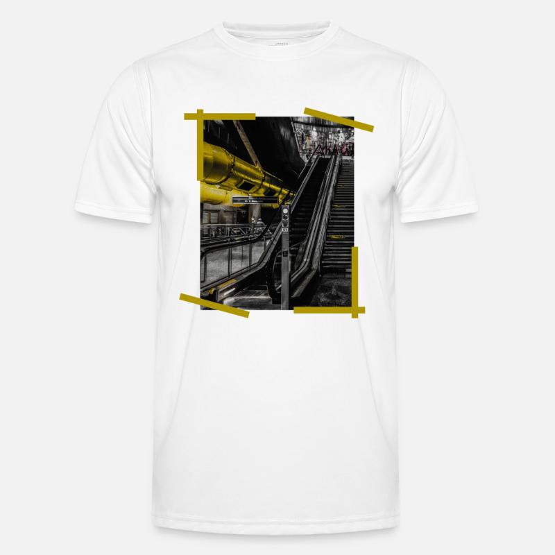 Bahnhof Poster Männer Funktions-T-Shirt