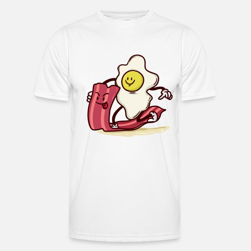 Egg rides bacon slice - Men's Functional T-Shirt - white