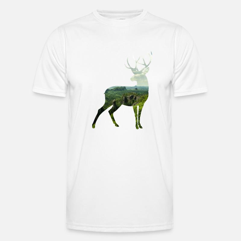 Hirsch Silhoutte - Männer Funktions-T-Shirt - Weiß