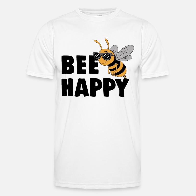 Lustige Biene mit Spruch Bee Happy Männer Funktions-T-Shirt
