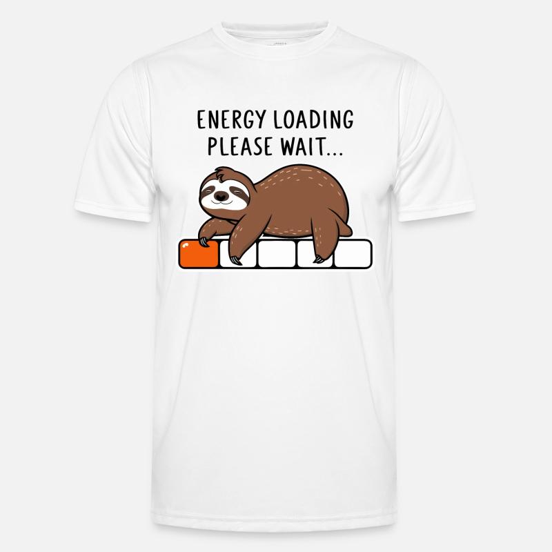 Sloth Energy Loading Please Wait - Men's Functional T-Shirt - white