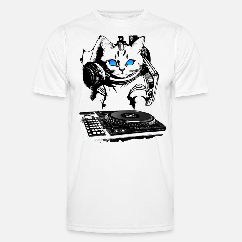 Cat DJ with mixer Men's Functional T-Shirt