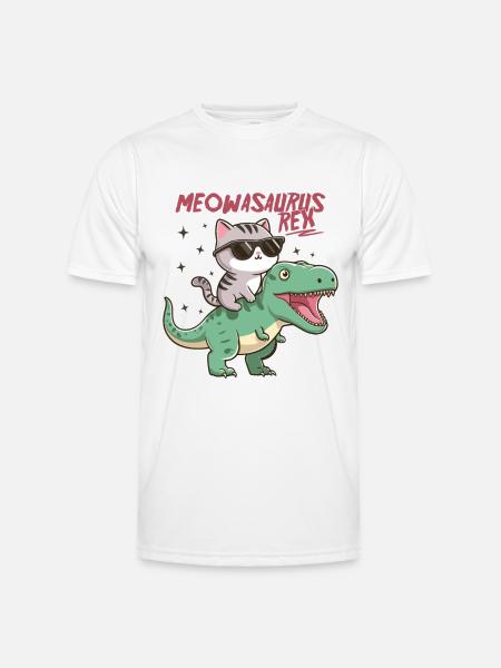 Cool kattunge på T-Rex Funny Dinosaur Trend - Funktions-T-shirt herr - vit