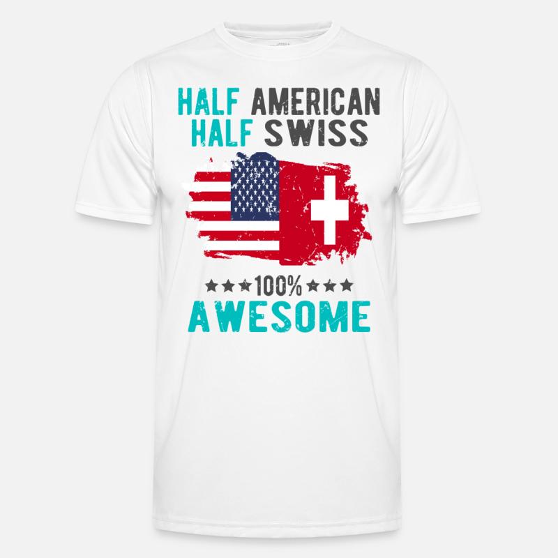 Halb Amerikaner Halb Schweizer - Männer Funktions-T-Shirt - Weiß