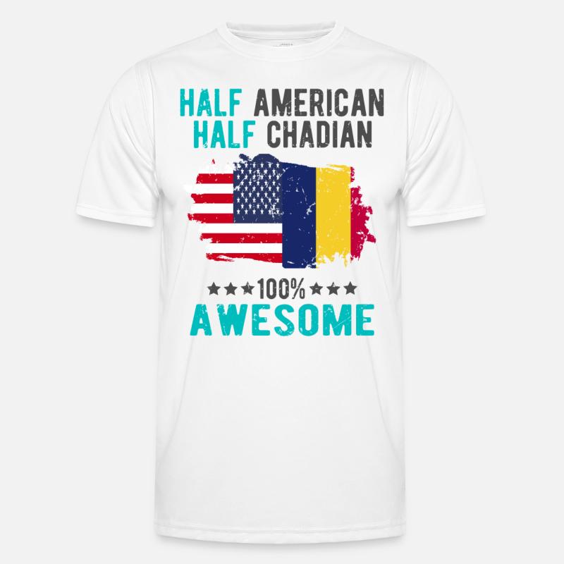 Halb Amerikaner Halb Tschader - Männer Funktions-T-Shirt - Weiß