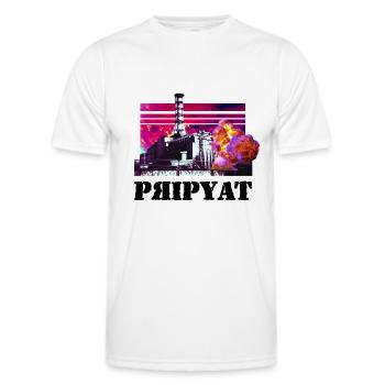 Chernobyl TShirt 1986 Ukrainian city of Pripyat - Men's Functional T-Shirt - white - Front - AI Model Male 178 dark (178cm)