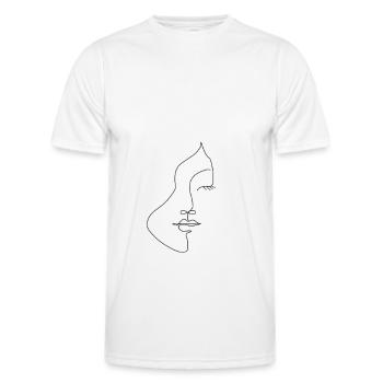 Line art woman face - Men's Functional T-Shirt - white - Front - AI Model Male 178 dark (178cm)