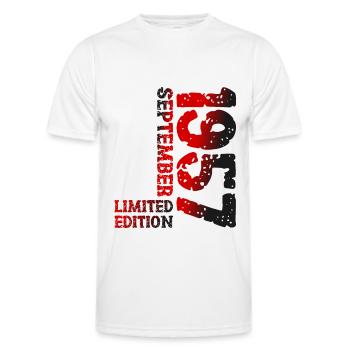 1957 September Limited Edition 66. Geburtstag Deko - Männer Funktions-T-Shirt - Weiß - Vorne - AI Model Male 178 dark (178cm)