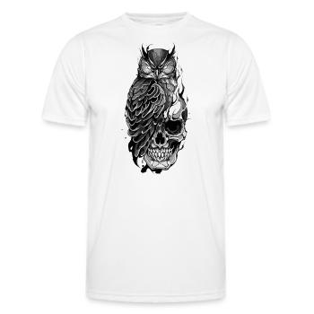 Eule sitzt auf Schädel - Männer Funktions-T-Shirt - Weiß - Vorne - AI Model Male 178 dark (178cm)