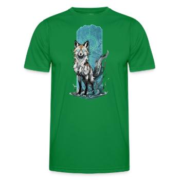 Ätherischer Fuchsgeist: Mystischer blauer Flammenfuchs - Männer Funktions-T-Shirt - Kelly Green - Vorne - AI Model Male 178 dark (178cm)