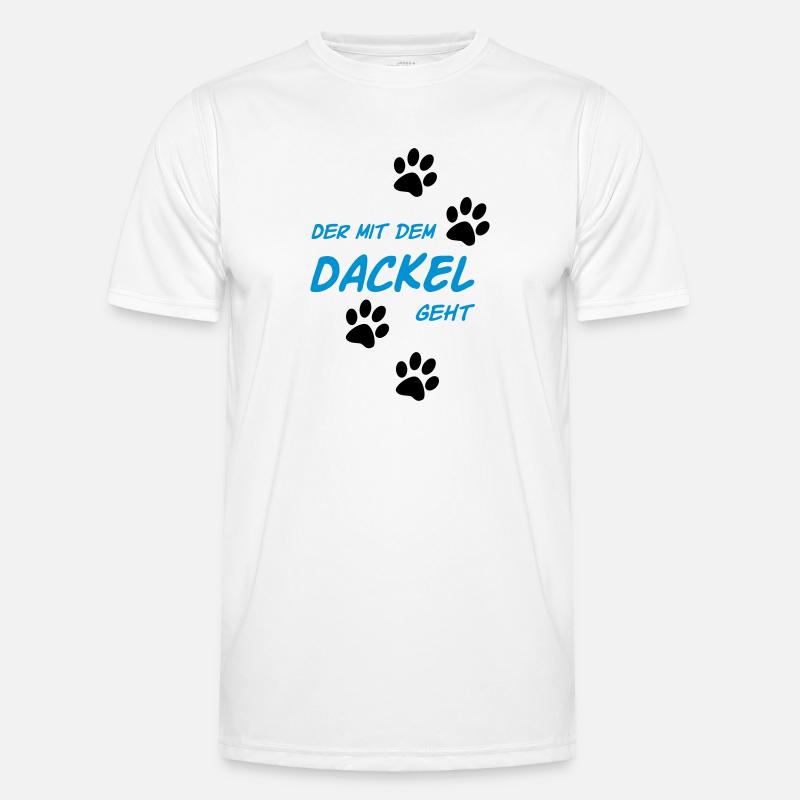 Der mit dem Dackel geht - Männer Funktions-T-Shirt - Weiß
