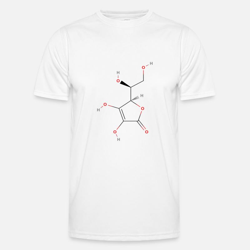 Molécule de vitamine C - Formule structurale colorée T-shirt sport Homme