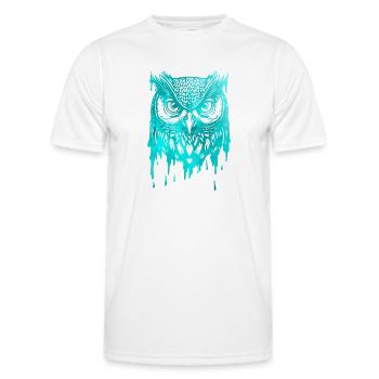 Cute Artsy Owl Wildlife Colorful Birds Nature - Men's Functional T-Shirt - white - Front - AI Model Male 178 dark (178cm)