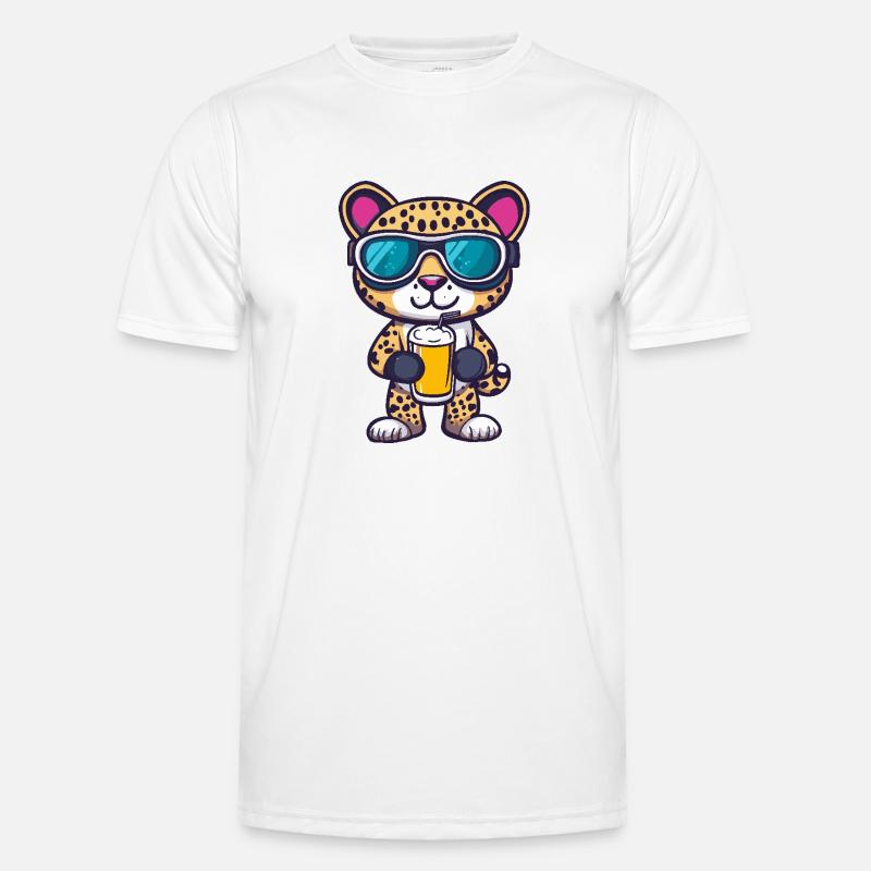 Leopard Apres Ski Bier - Männer Funktions-T-Shirt - Weiß