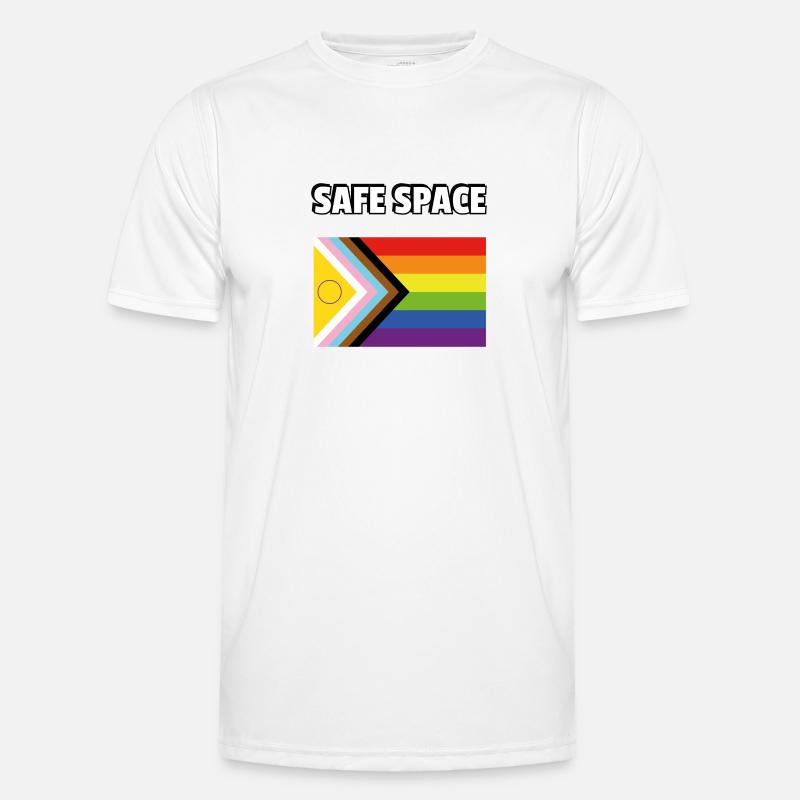 SAFE SPACE Drapeau de progrès de la fierté inclusive - T-shirt sport Homme - blanc
