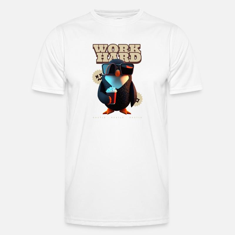Work Hard (Pinguin) Männer Funktions-T-Shirt