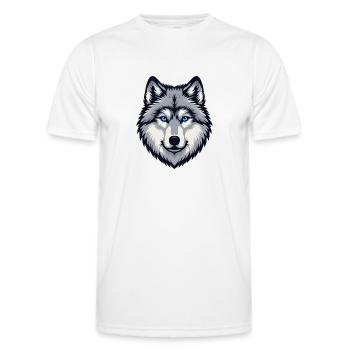 Blau äugiger Wolf Kopf - Männer Funktions-T-Shirt - Weiß - Vorne - AI Model Male 178 dark (178cm)