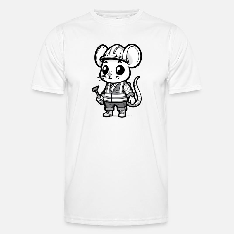 Cute Mouse Construction Worker - Männer Funktions-T-Shirt - Weiß