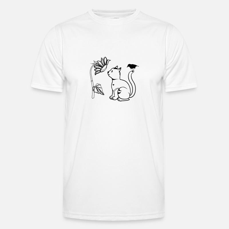 katze blume vogel Männer Funktions-T-Shirt
