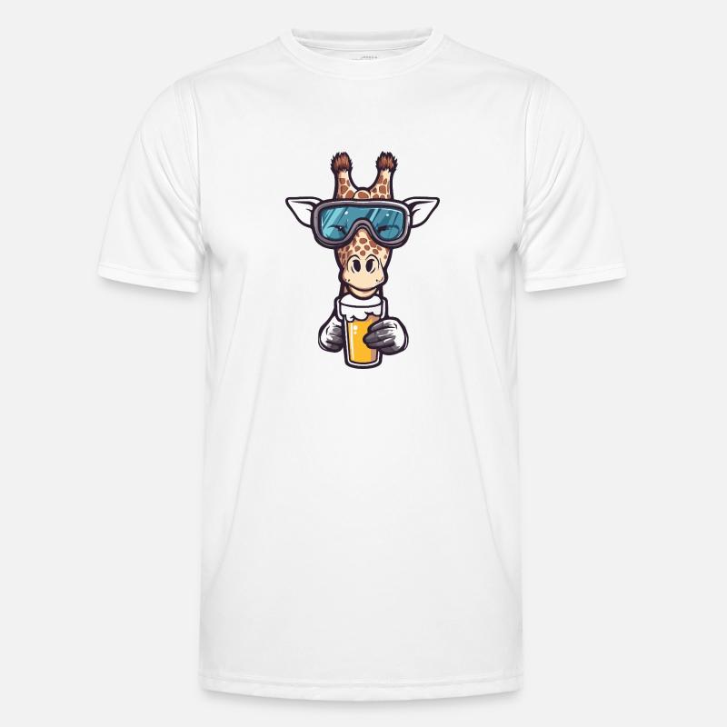 Giraffe Apres Ski Bier Comic - Männer Funktions-T-Shirt - Weiß