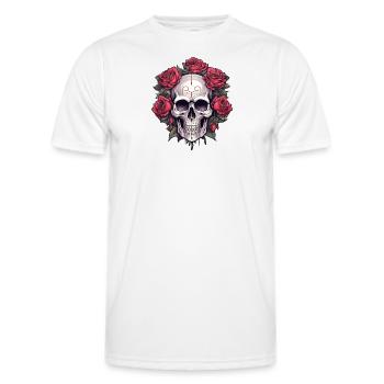Crâne gothique et Roses Art graphique - T-shirt sport Homme - blanc - Devant - AI Model Male 178 dark (178cm)