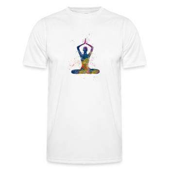 Yoga exercise - Men's Functional T-Shirt - white - Front - AI Model Male 178 dark (178cm)