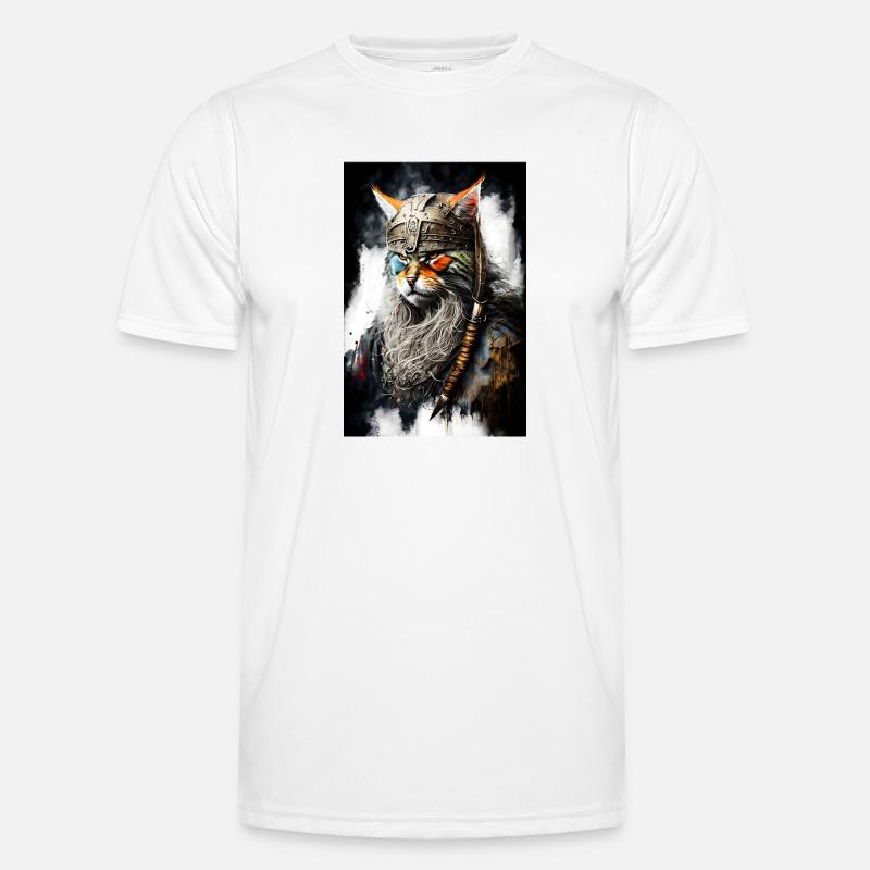 Wikingerkatze in Uniform Männer Funktions-T-Shirt