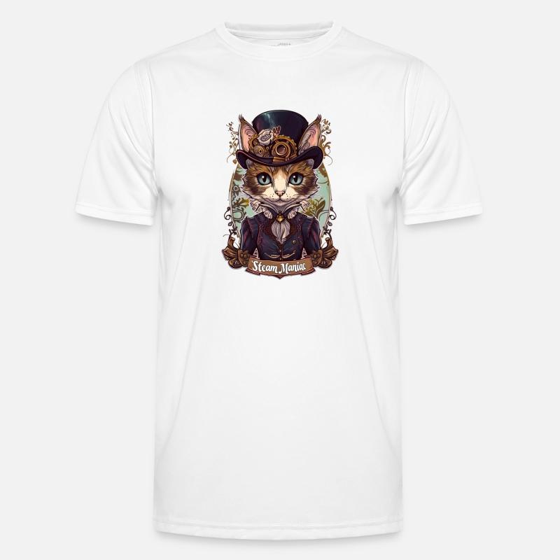 Viktorianische Steampunk Katze Männer Funktions-T-Shirt