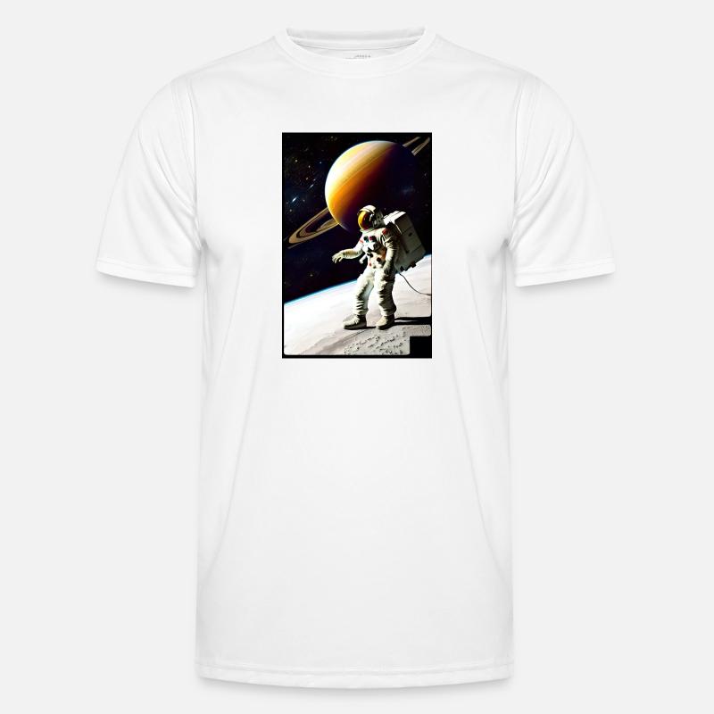 astronaut schwebend orange Männer Funktions-T-Shirt