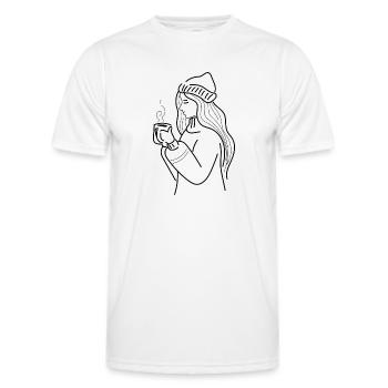 Une fille aime le chocolat chaud, une saison - T-shirt sport Homme - blanc - Devant - AI Model Male 178 dark (178cm)