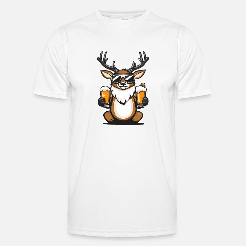 Hirsch Apres Ski Bier Comic - Männer Funktions-T-Shirt - Weiß