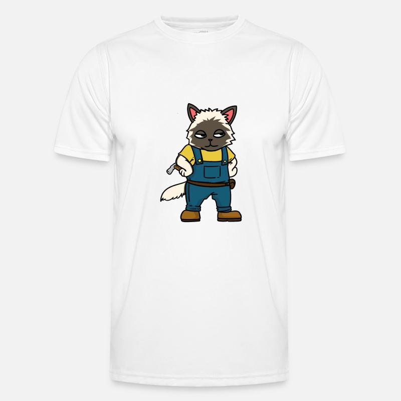 Handwerker Baustelle Zimmermann Berufe Katze Männer Funktions-T-Shirt