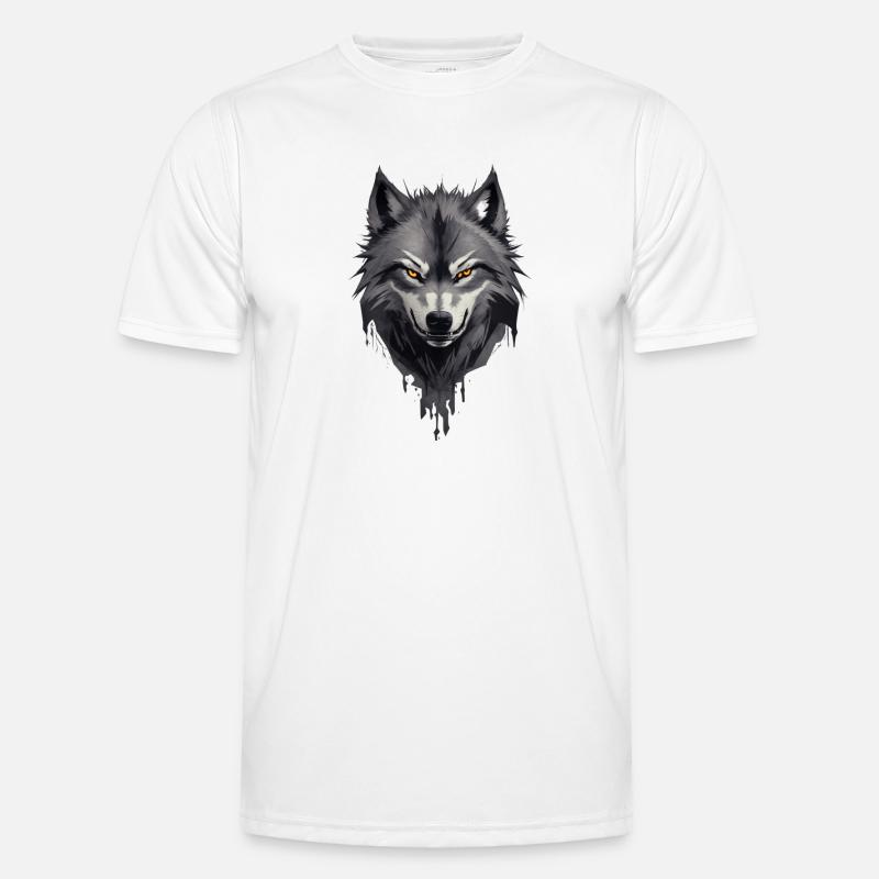 Wolfsangst Dunkler Spooky Wolfskopf Männer Funktions-T-Shirt