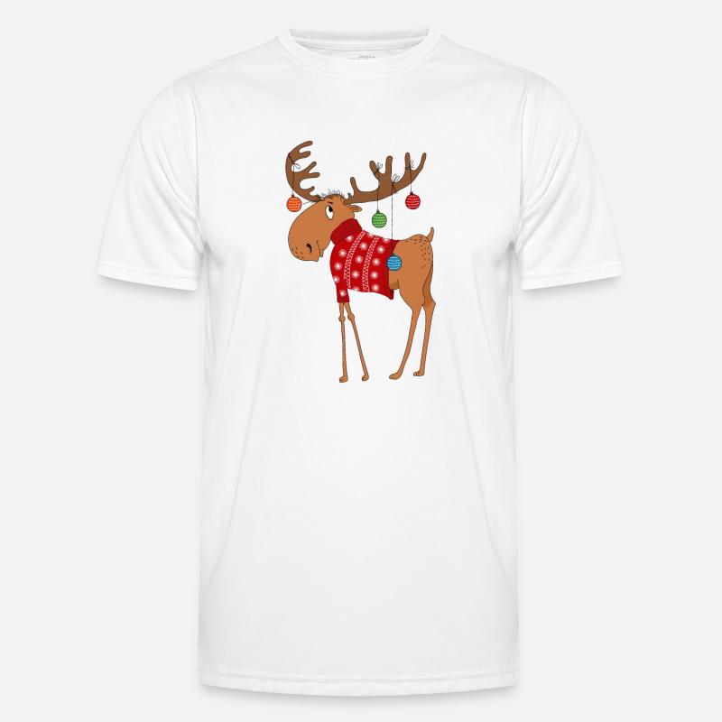 Elch im Pullover - Männer Funktions-T-Shirt - Weiß
