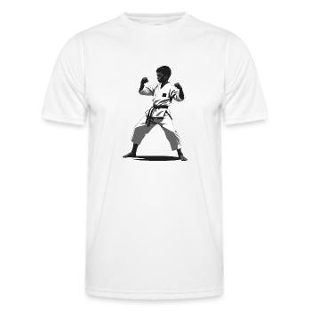 Karaté Enfant Combattant - Arts Martiaux Sports Autocollant - T-shirt sport Homme - blanc - Devant - AI Model Male 178 dark (178cm)