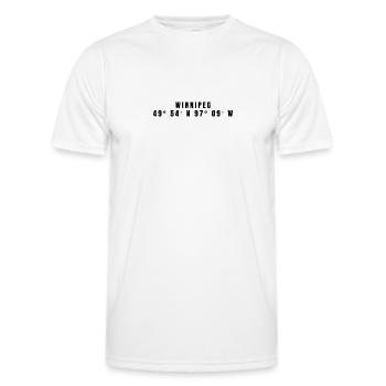 Winnipeg, Canada Coordinates - Men's Functional T-Shirt - white - Front - AI Model Male 178 dark (178cm)