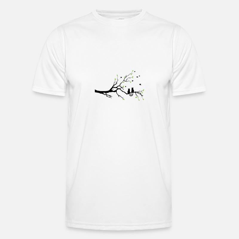 2 Katzen mit Herz sitzen auf einem Baum. Männer Funktions-T-Shirt