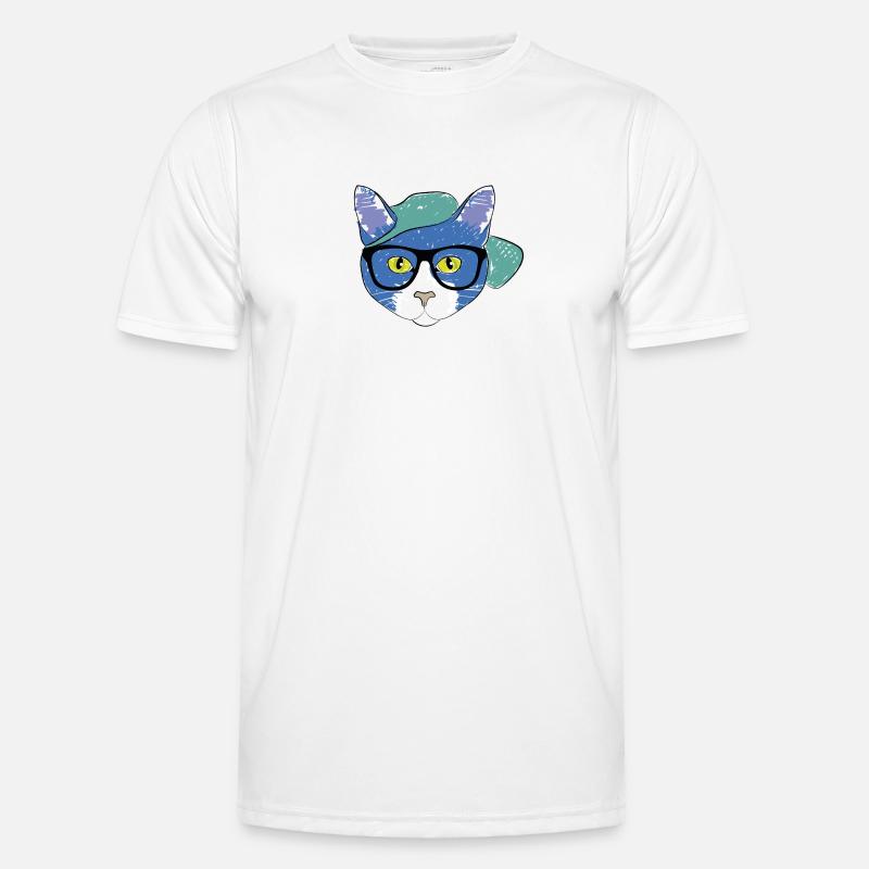 Blaue Katze mit Cap Männer Funktions-T-Shirt