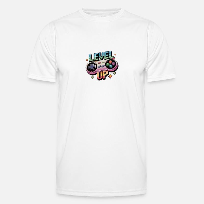 Level Up – Gaming Controller - Männer Funktions-T-Shirt - Weiß